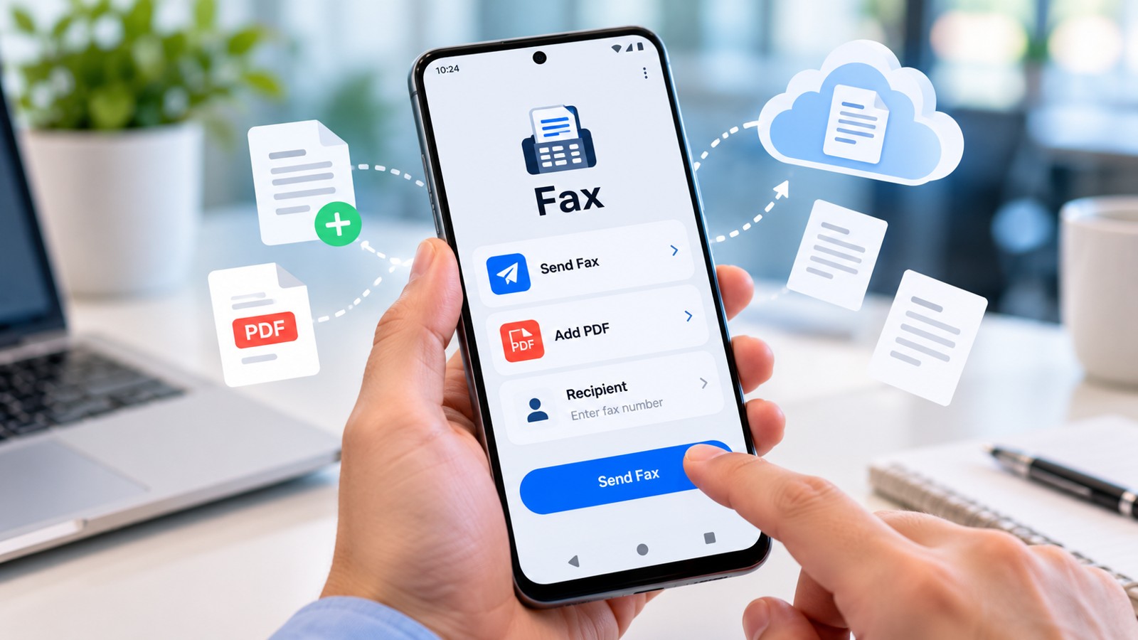 Mobile and online fax document transmission